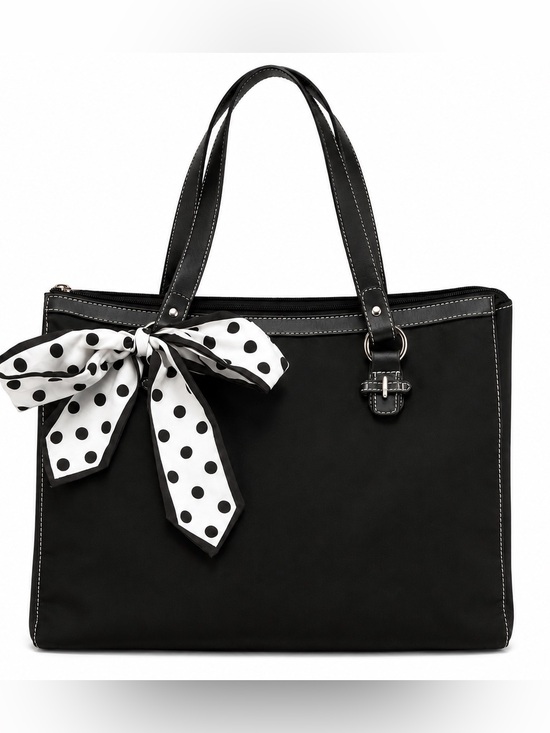 Etienne Aigner Handbags - Etienne Aigner Black Tote Bag with added Polka Dot Bow
